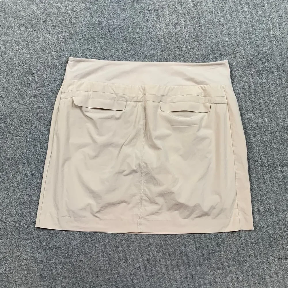 Athleta Skort Womens 16 Beige Soho Built In Mesh Shorts Performance Zip Pockets